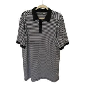 Callaway Opti Dri Stripped Black and White Short Sleeve Golf Polo Shirt Sz XXL